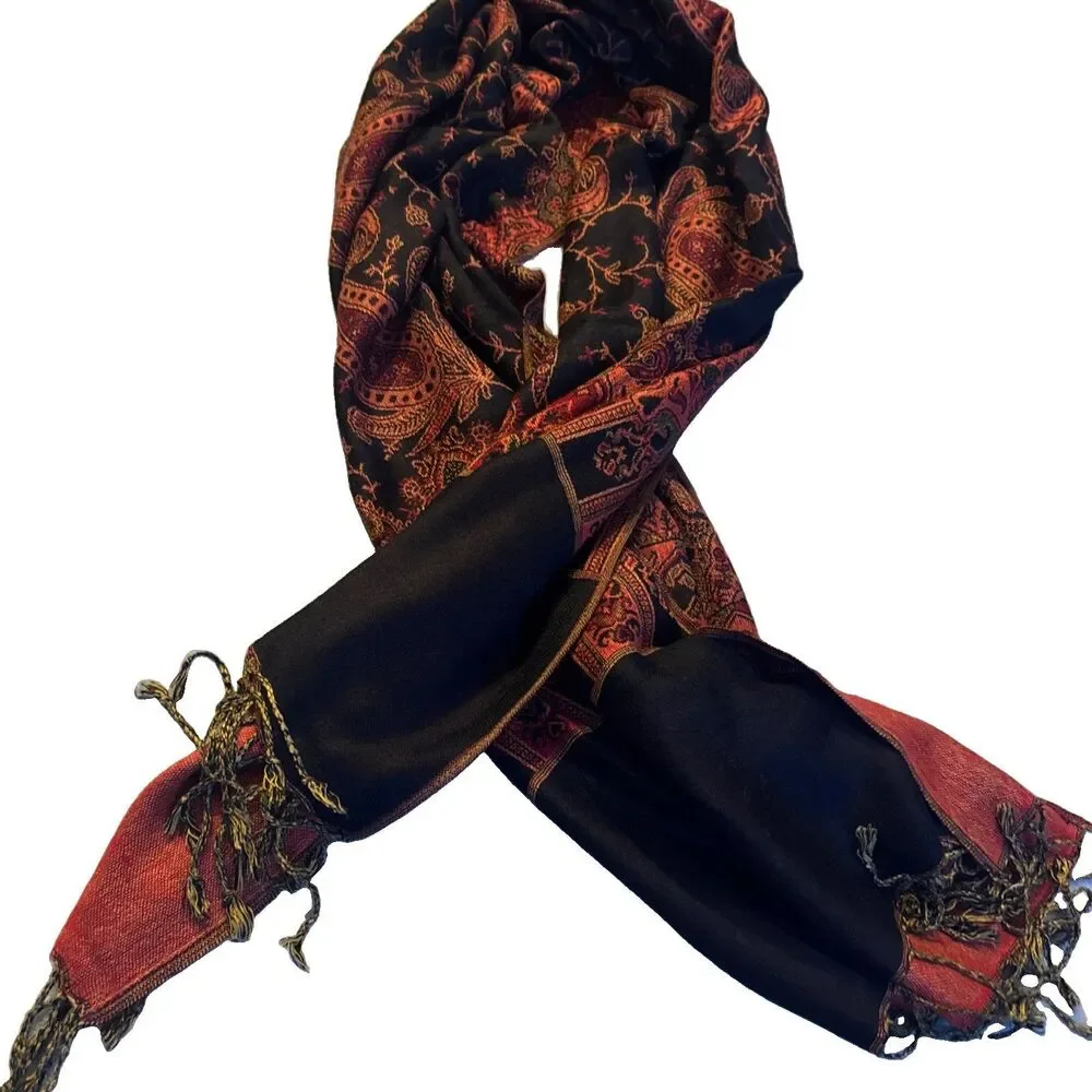 Unbranded Viscose Wool & Cotton Blend Scarf Shawl,Paisley, Multicolored Scarf